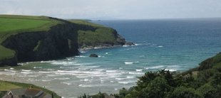 View of Mawgan Porth beach plus the shoreline from Thorncliff